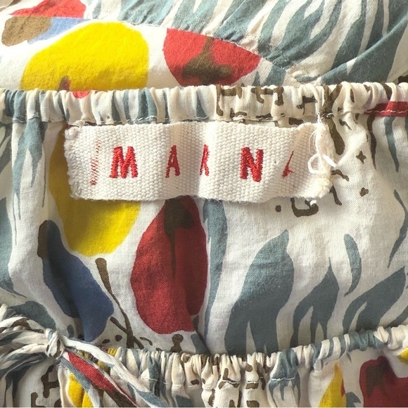 MARNI Tulip Print‎ Cutout Ruched Tie Neck Cap Sleeve Tier Ruffle Babydoll Top S - Picture 3 of 4